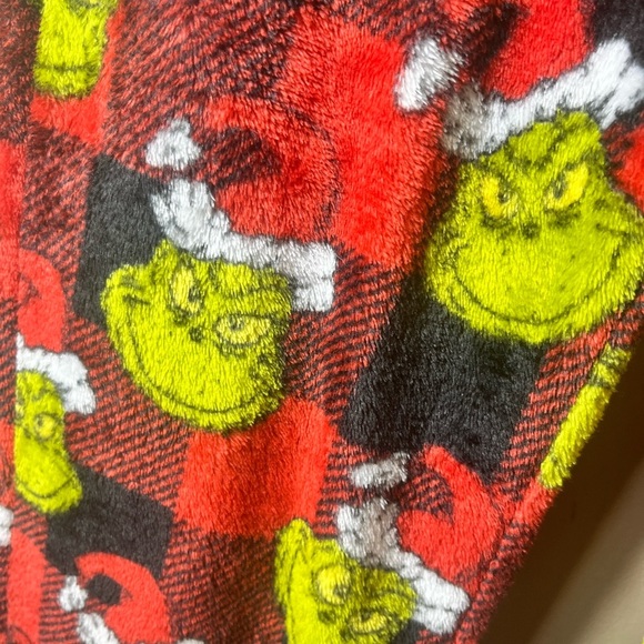 Dr. Seuss Cozy Grinch Santa Hat Holiday Pajama Pants - Red and Green Size Small - Picture 4 of 7